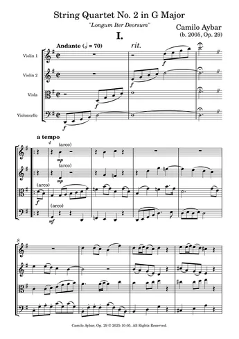 Op. 29 - String Quartet No. 2 in G Major "Longum Iter Deorsum"