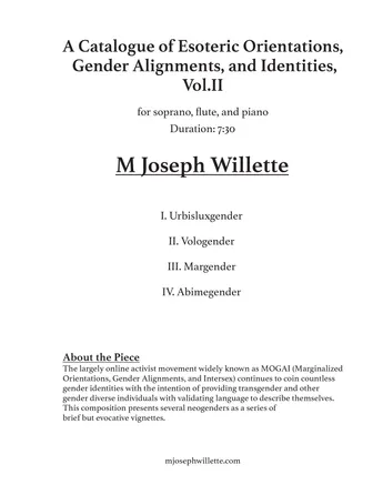 A Catalogue of Esoteric Orientations, Gender Alignments, and Identities; Vol. II