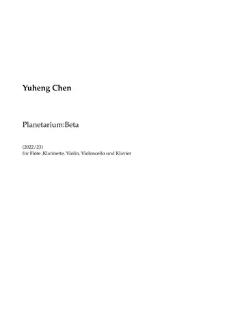 Planetarium:Beta (2022) for Flute, Clarinet, Violin, Violoncello and Piano