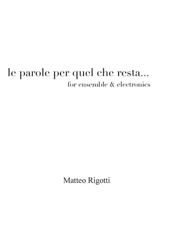 le parole per quel che resta...