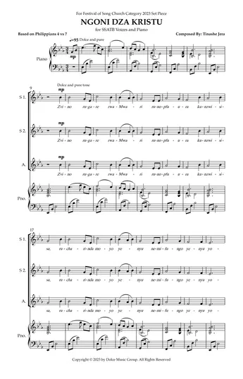 Ngoni DzaKristu - SSATB and Piano