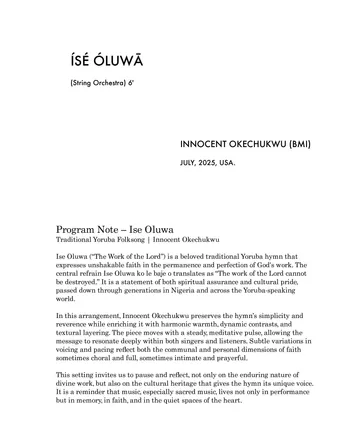ISE OLUWA - String Orchestra
